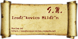 Izsákovics Milán névjegykártya